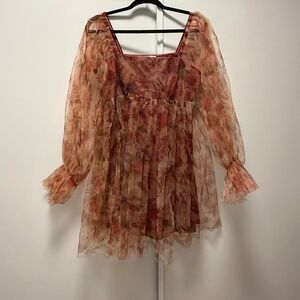 Cocktail Dress; Lace & Beads, Size 10, Coral, maroon